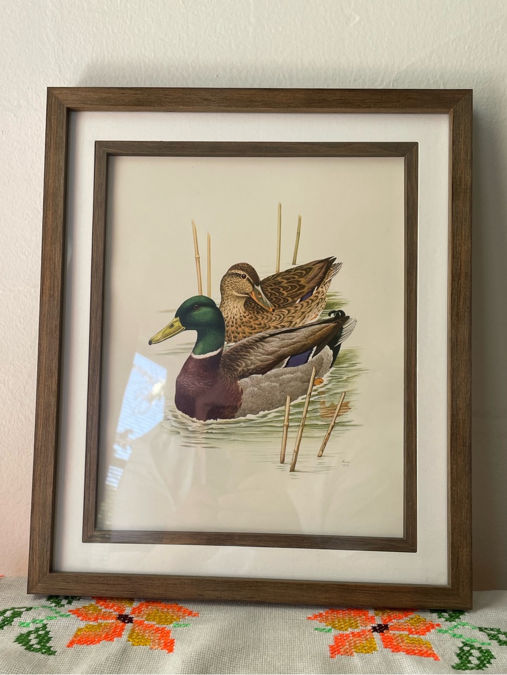 Vintage Ducks Print in Wood Frame with Mat
